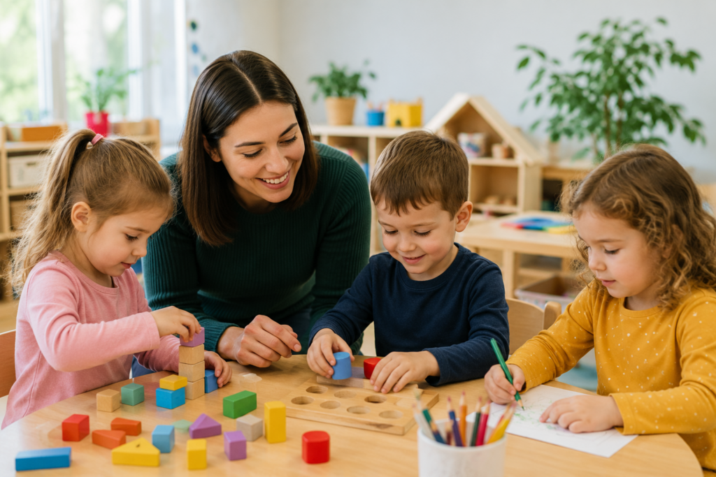 Early years educational support with children in a learning environment